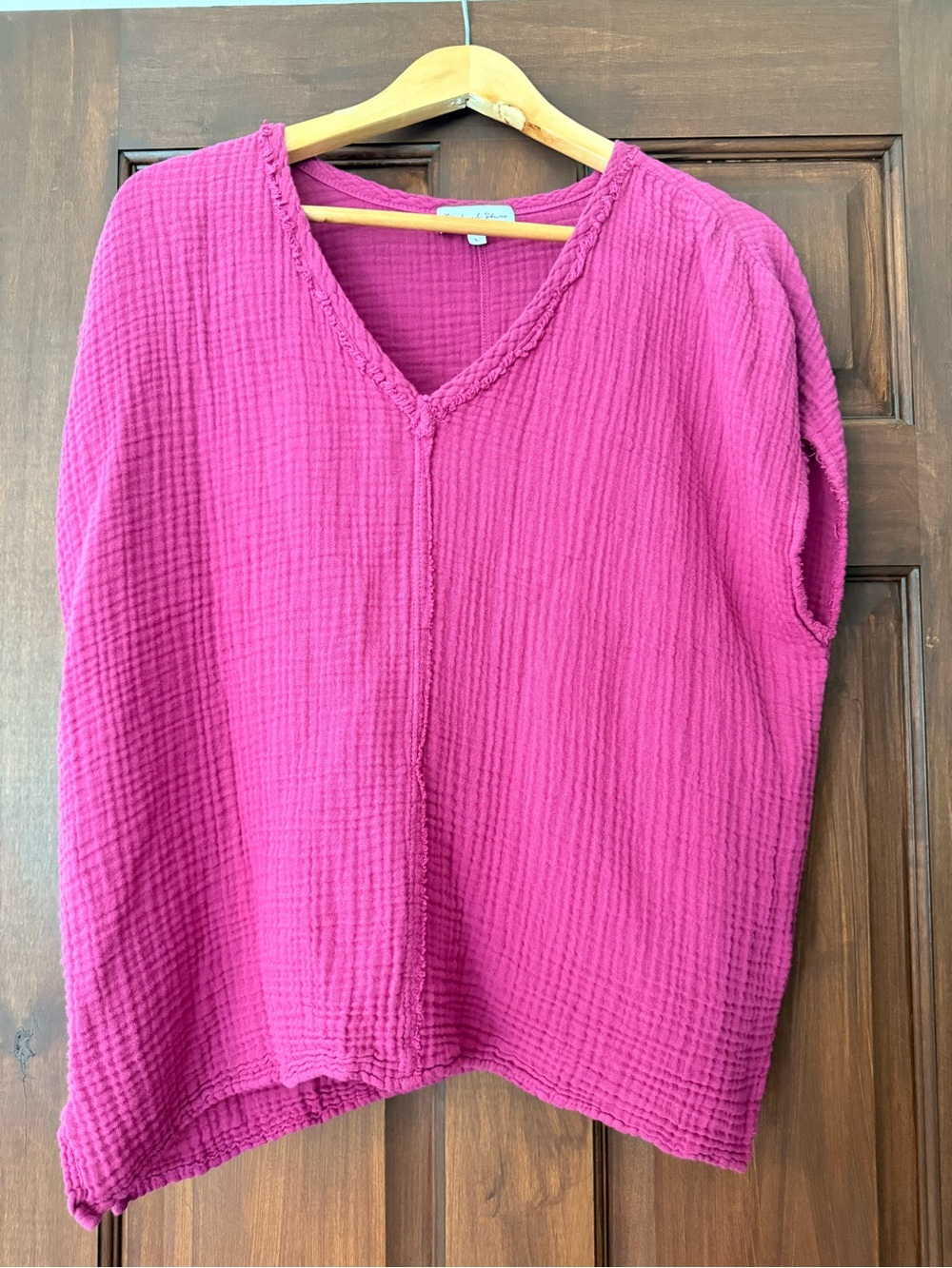 Michael Stars Fuchsia V-Neck Gauze Tunic
